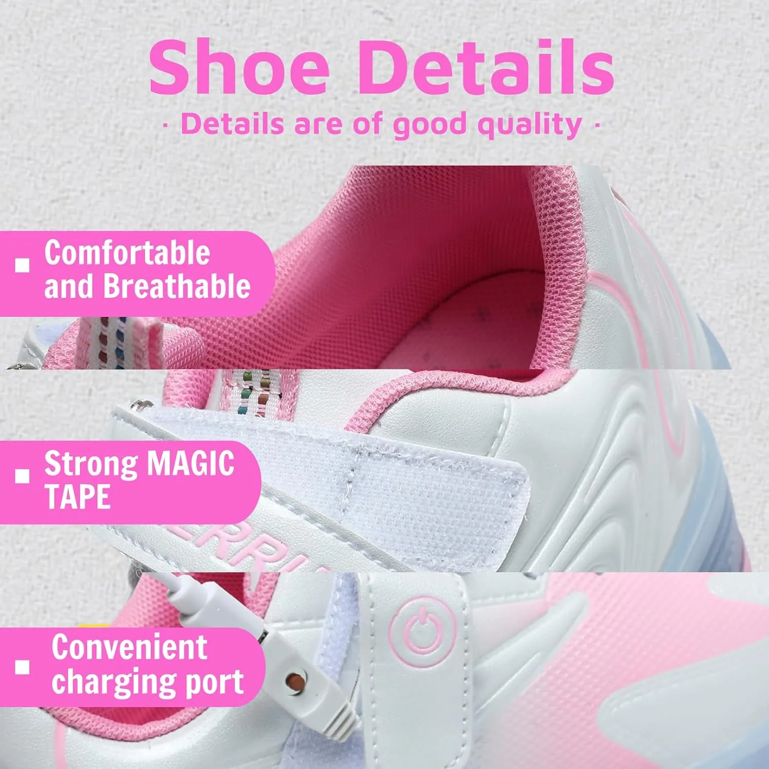 Ehauuo Unisex Roller Shoes Kids Sparkling Wheels Shoes Girls Light up Roller Skates Sneakers Boys Rechargeable Flashing Sneakers for Gift