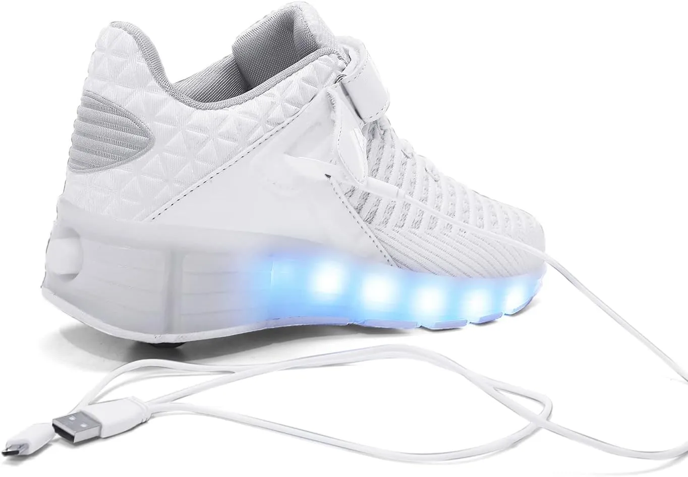 Ehauuo Unisex Roller Shoes Kids Sparkling Wheels Shoes Girls Light up Roller Skates Sneakers Boys Rechargeable Flashing Sneakers for Gift