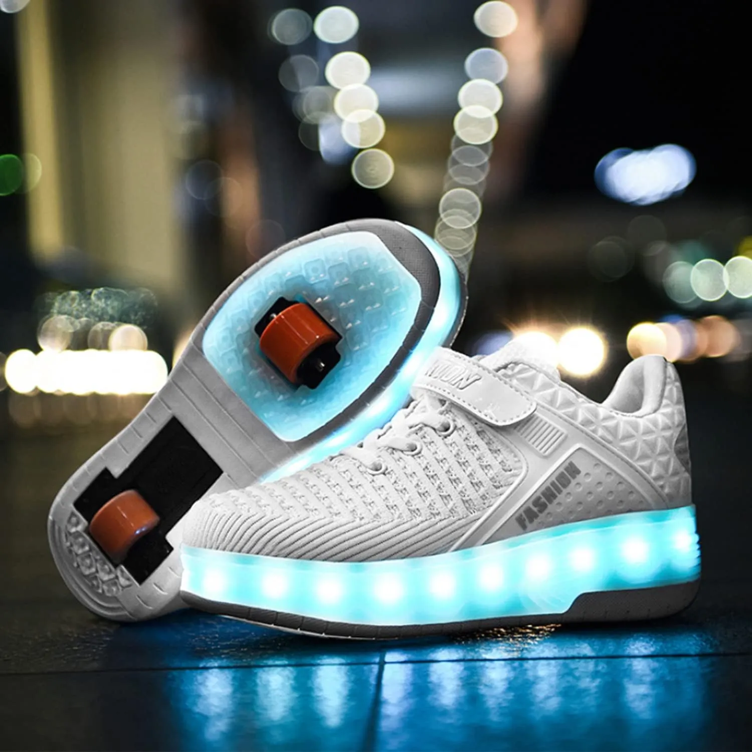 Ehauuo Unisex Roller Shoes Kids Sparkling Wheels Shoes Girls Light up Roller Skates Sneakers Boys Rechargeable Flashing Sneakers for Gift