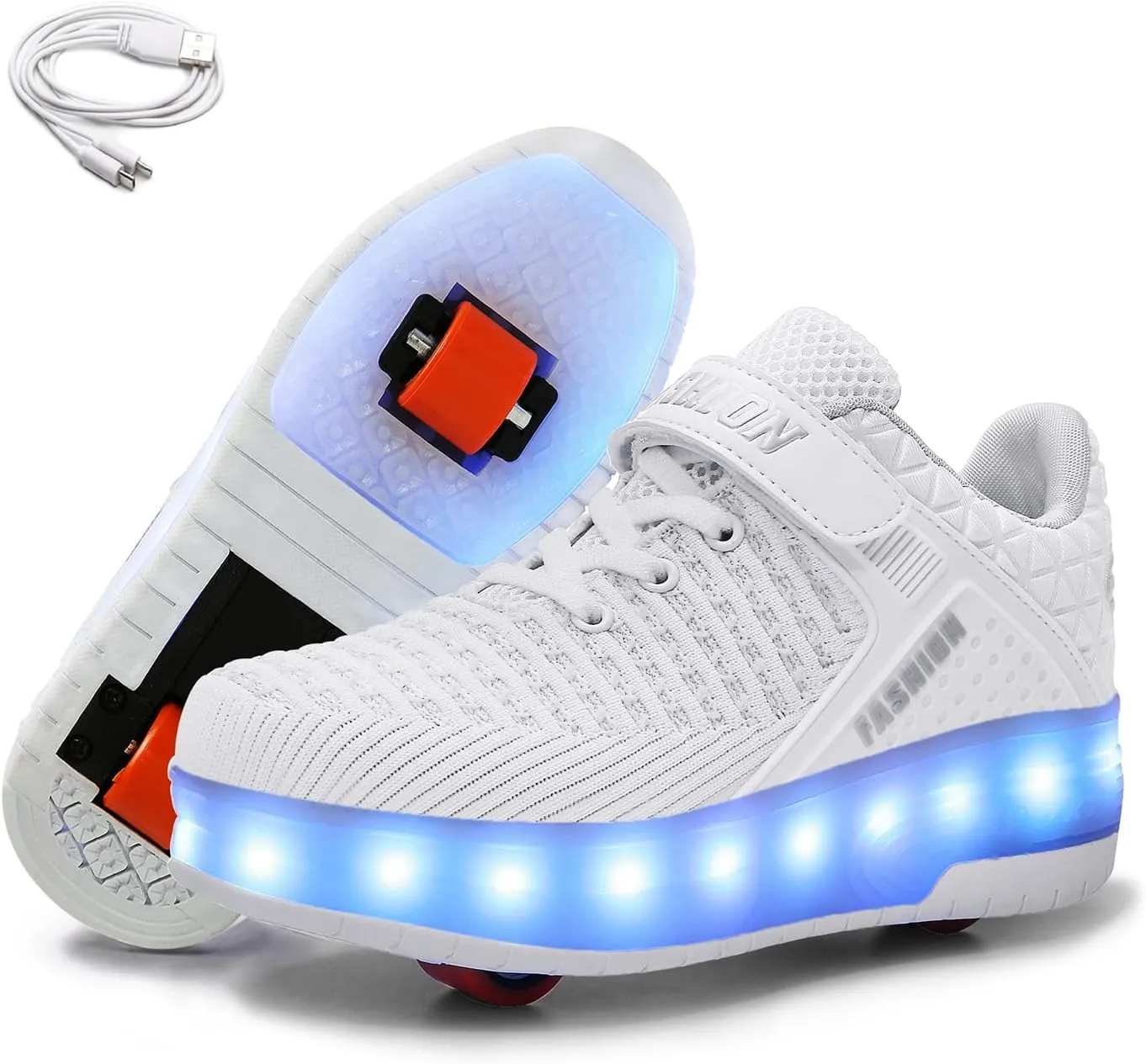 Ehauuo Unisex Roller Shoes Kids Sparkling Wheels Shoes Girls Light up Roller Skates Sneakers Boys Rechargeable Flashing Sneakers for Gift