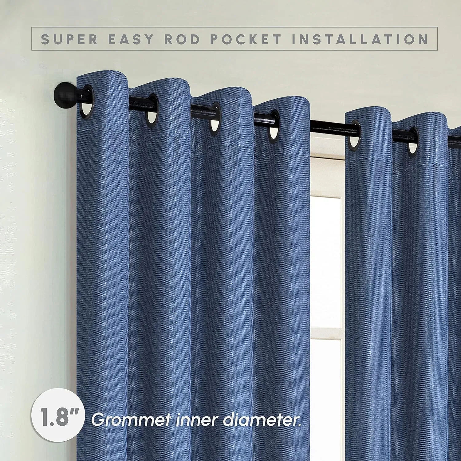 Elegant Comfort Blackout Grommet Top Curtains - 2 Panels Set - Window Treatment, Thermal Insulated, Room Darkening, Energy Saving Window Drapes for Living Room (Set of 2) - W54 X 63inch, Navy Blue