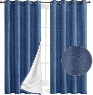 Elegant Comfort Blackout Grommet Top Curtains - 2 Panels Set - Window Treatment, Thermal Insulated, Room Darkening, Energy Saving Window Drapes for Living Room (Set of 2) - W54 X 63inch, Navy Blue