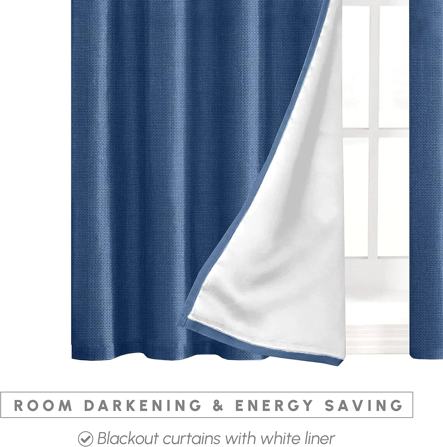 Elegant Comfort Blackout Grommet Top Curtains - 2 Panels Set - Window Treatment, Thermal Insulated, Room Darkening, Energy Saving Window Drapes for Living Room (Set of 2) - W54 X 63inch, Navy Blue