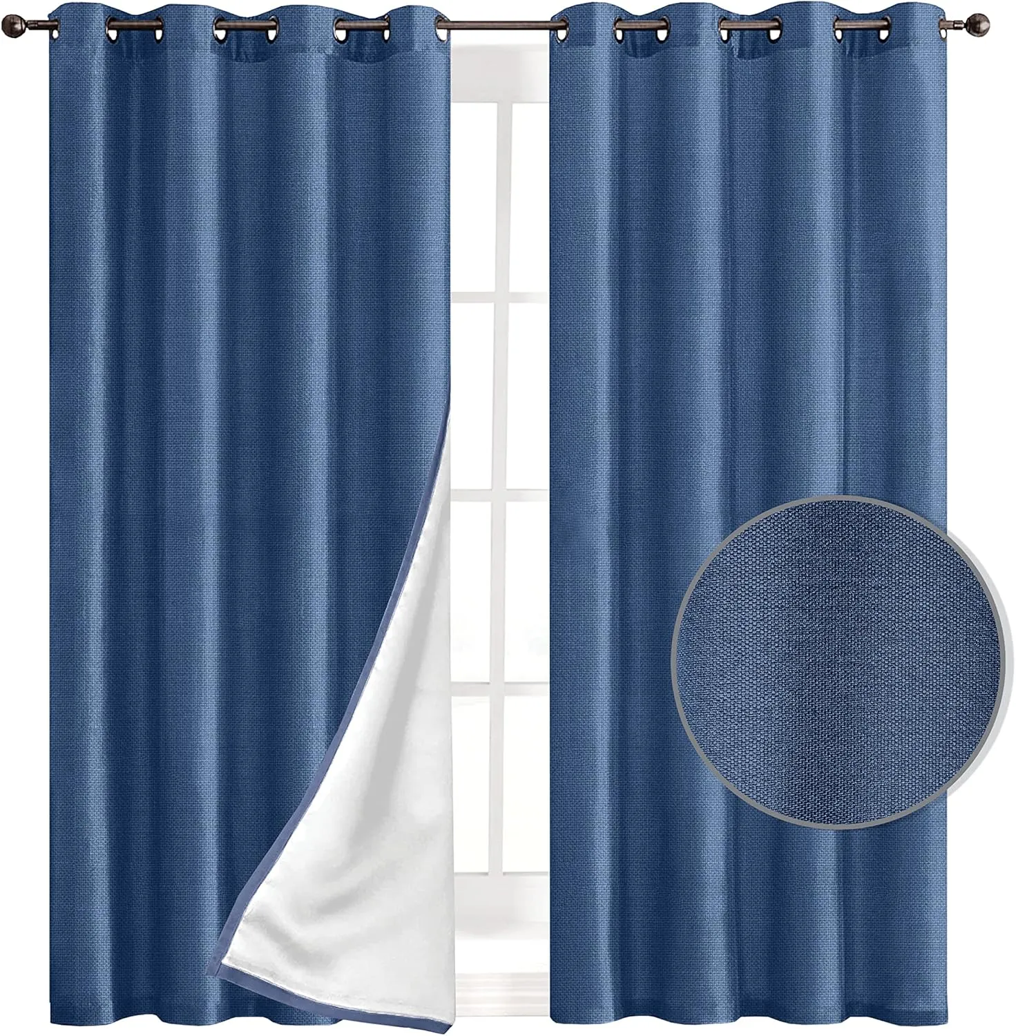 Elegant Comfort Blackout Grommet Top Curtains - 2 Panels Set - Window Treatment, Thermal Insulated, Room Darkening, Energy Saving Window Drapes for Living Room (Set of 2) - W54 X 63inch, Navy Blue