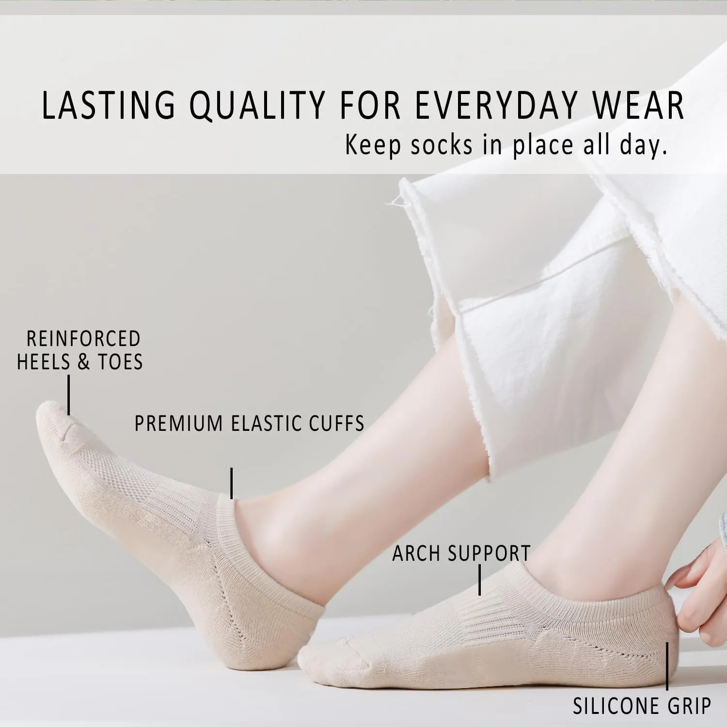 EPEIUS Thick No Show Socks for Women Athletic Ankle Socks Cushioned Running Low Cut Non Slip Footies 3/6 Pairs