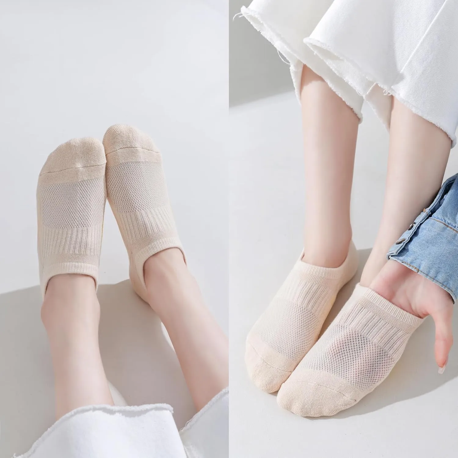 EPEIUS Thick No Show Socks for Women Athletic Ankle Socks Cushioned Running Low Cut Non Slip Footies 3/6 Pairs