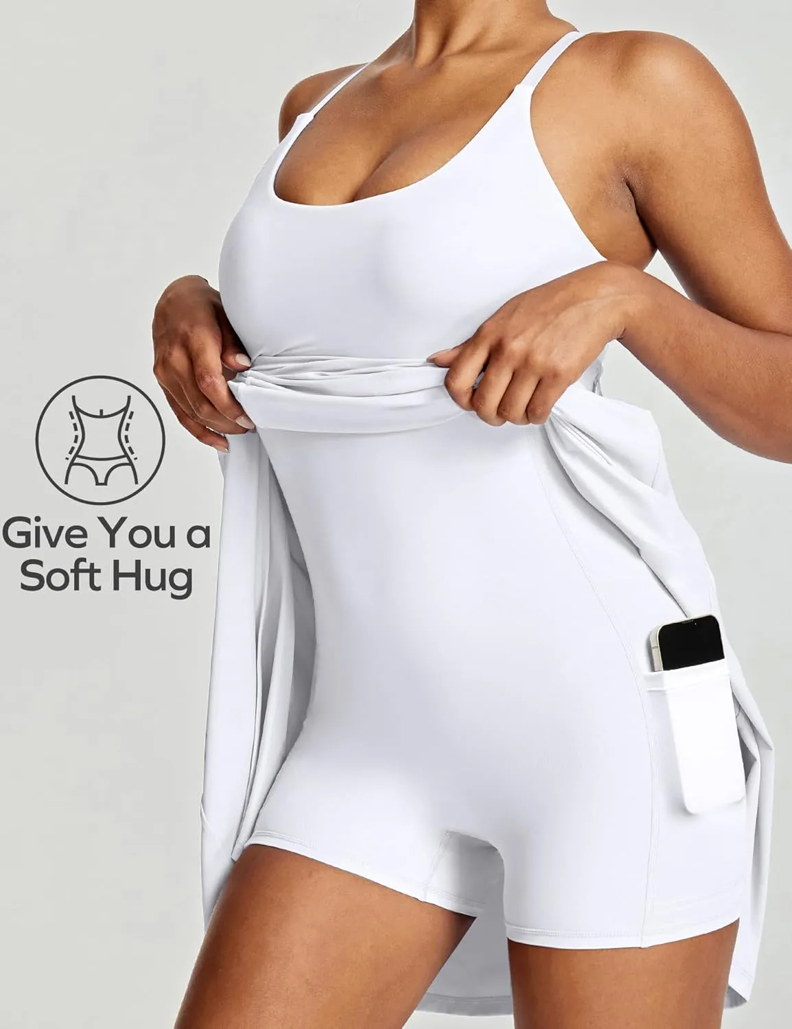 Ewedoos Athletic Tennis Dress for Women with Shorts Underneath Easy Peezy U Neck Adjustable Straps Active Workout Dress
