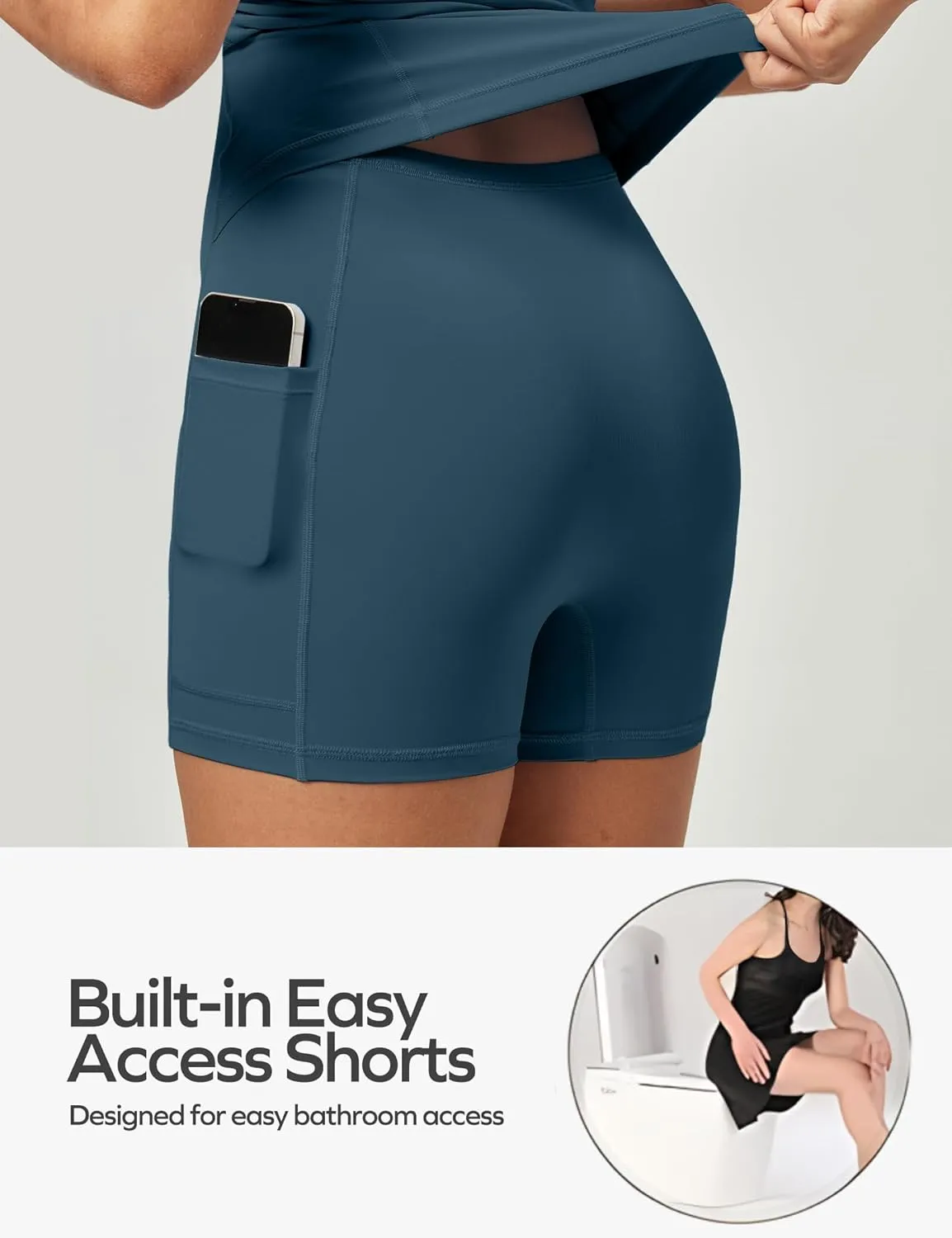 Ewedoos Athletic Tennis Dress for Women with Shorts Underneath Easy Peezy U Neck Adjustable Straps Active Workout Dress