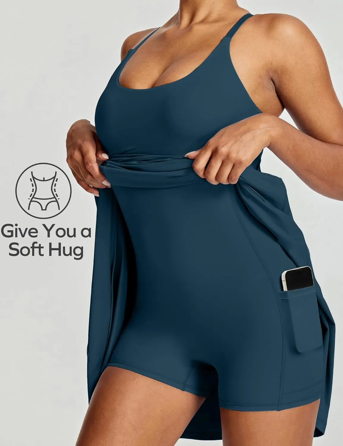Ewedoos Athletic Tennis Dress for Women with Shorts Underneath Easy Peezy U Neck Adjustable Straps Active Workout Dress