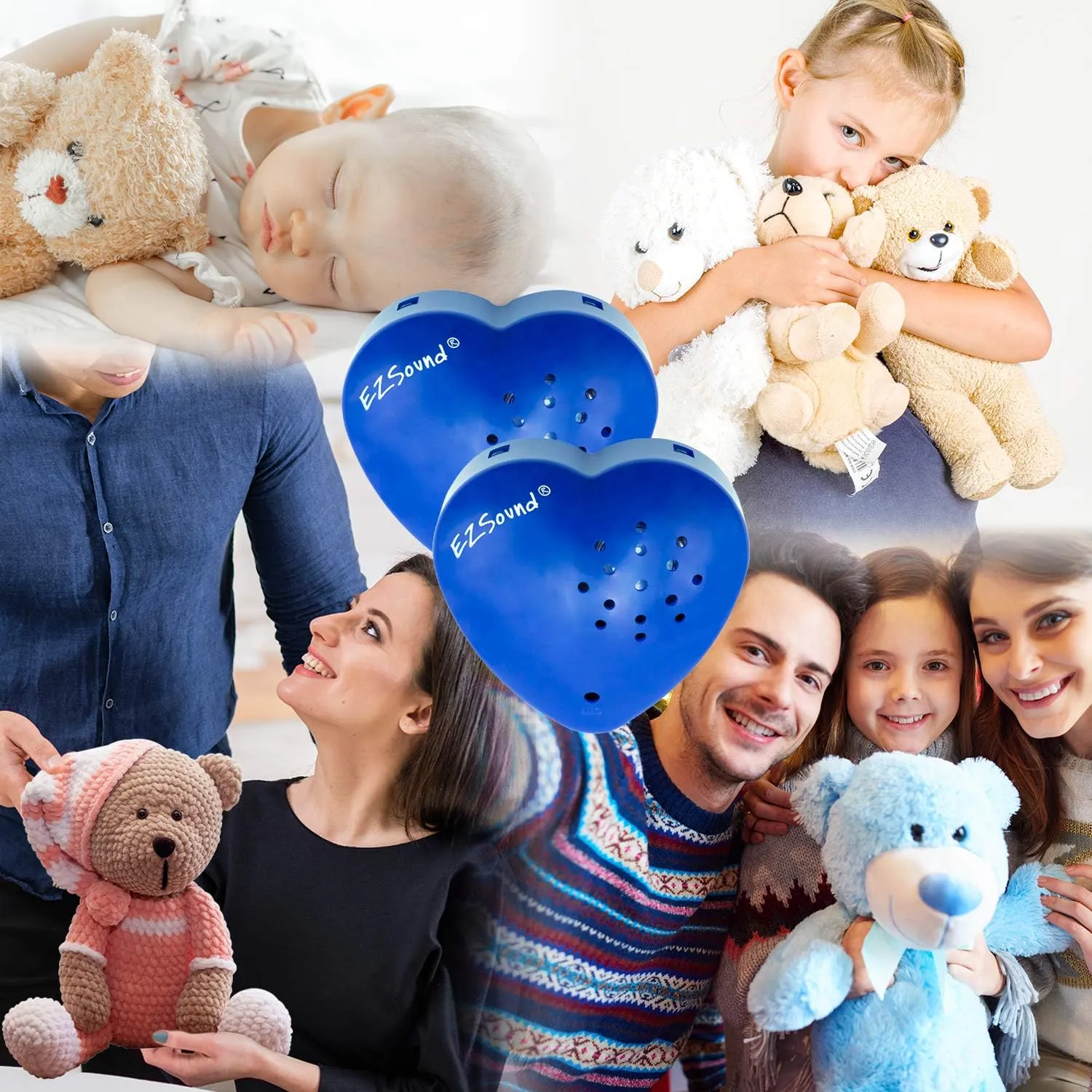 EZSound Build a Bear Voice Recorder | 2 Pack – 30 sec Stuffed Animal Voice Box | Sound Box for Stuffed Animal | Custom Heart Shaped Audio Recordable Button for Plush, Kids, Music | Sound Module & Chip