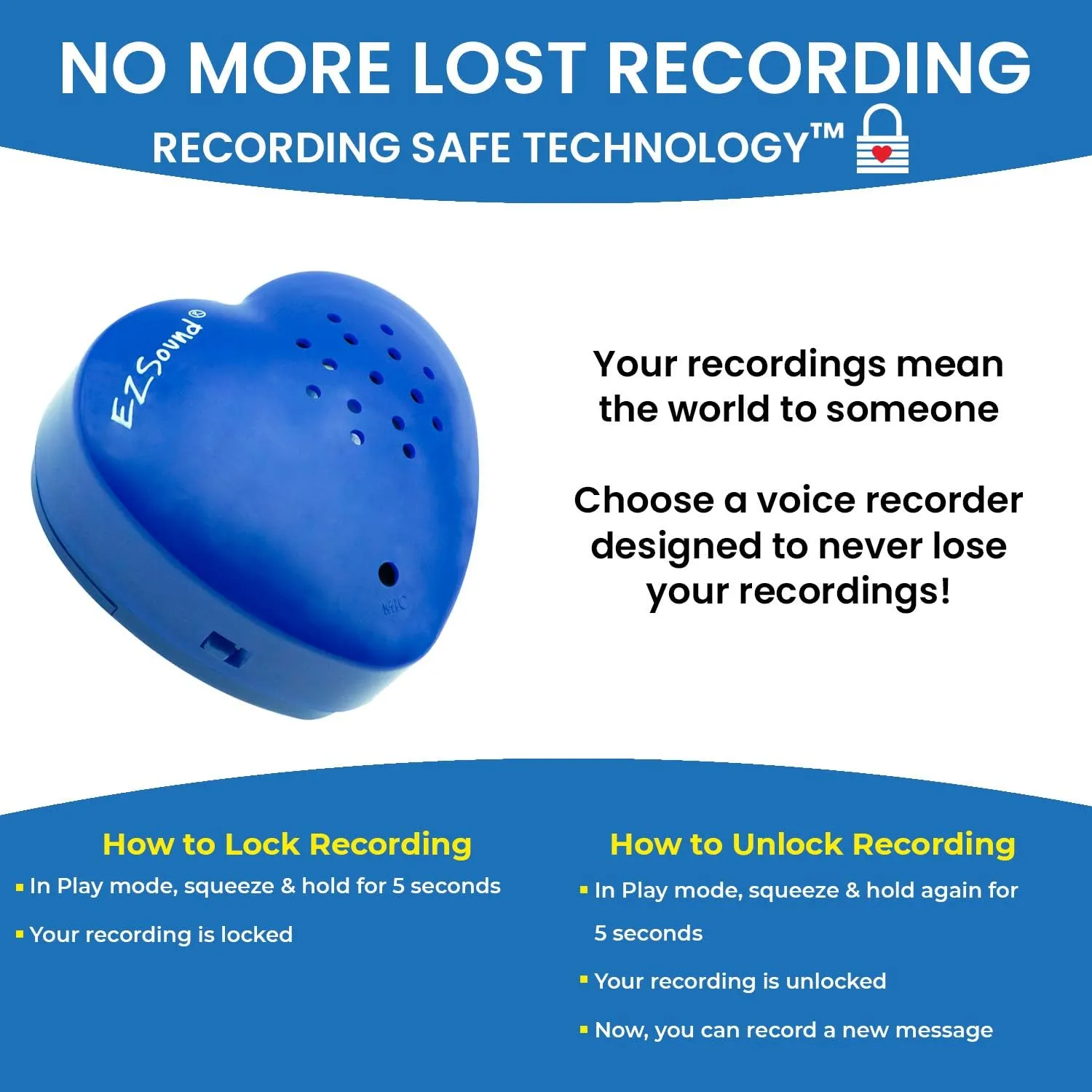 EZSound Build a Bear Voice Recorder | 2 Pack – 30 sec Stuffed Animal Voice Box | Sound Box for Stuffed Animal | Custom Heart Shaped Audio Recordable Button for Plush, Kids, Music | Sound Module & Chip