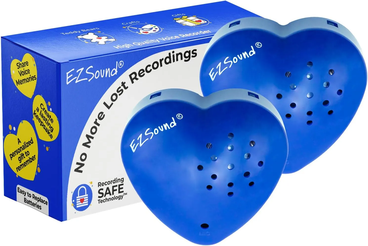 EZSound Build a Bear Voice Recorder | 2 Pack – 30 sec Stuffed Animal Voice Box | Sound Box for Stuffed Animal | Custom Heart Shaped Audio Recordable Button for Plush, Kids, Music | Sound Module & Chip