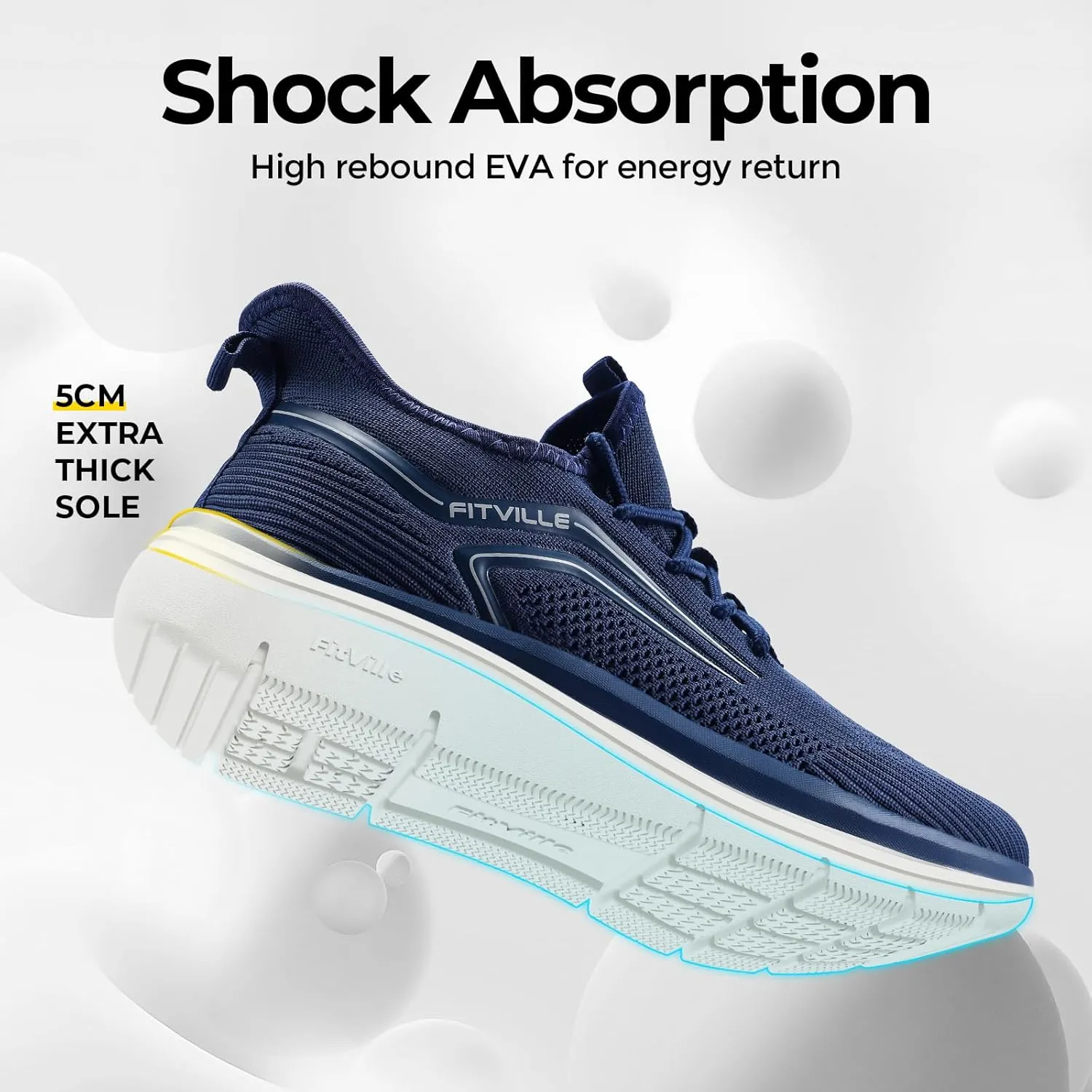 FitVille Men's Wide Walking Shoes Athletic Sneakers Lightweight Workout Slip-on Shoes for Flat Feet - Cloud Strider V1