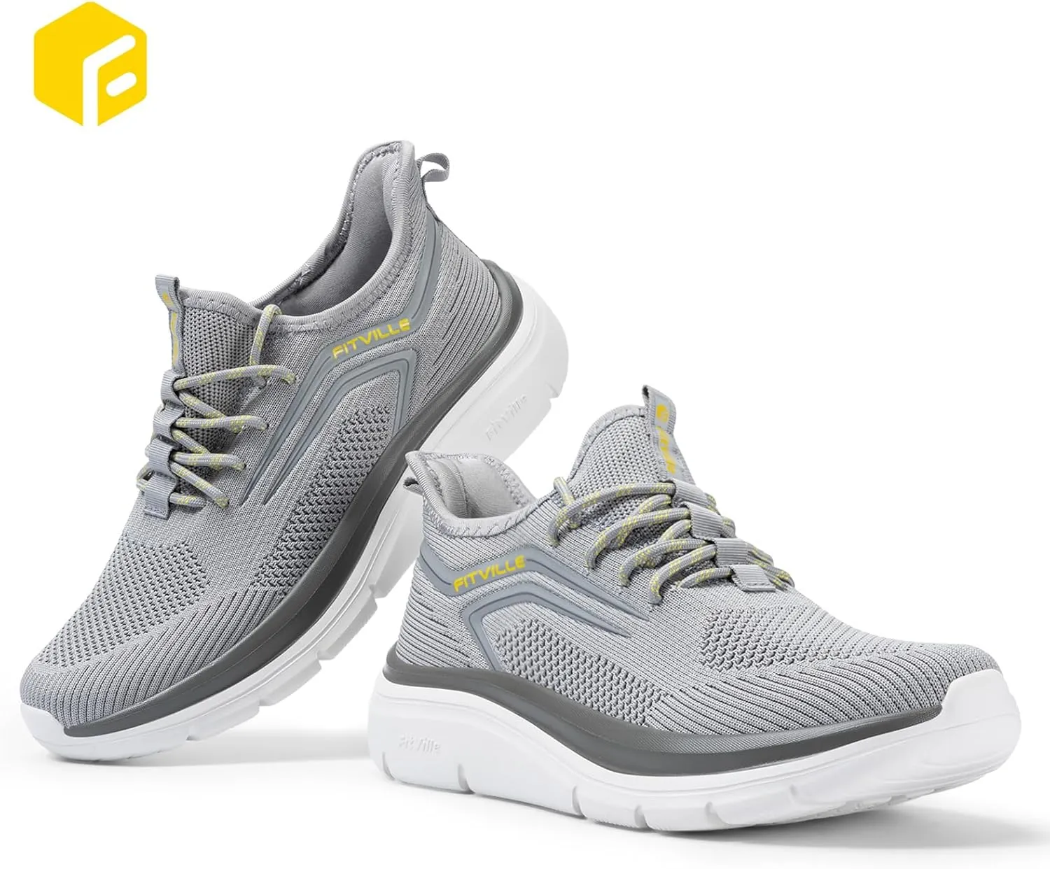 FitVille Men's Wide Walking Shoes Athletic Sneakers Lightweight Workout Slip-on Shoes for Flat Feet - Cloud Strider V1