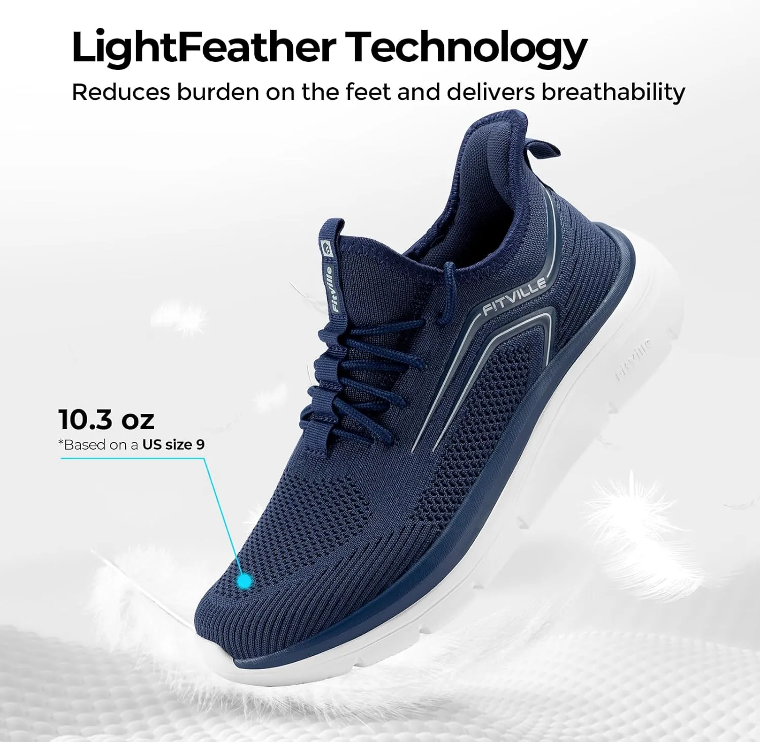 FitVille Men's Wide Walking Shoes Athletic Sneakers Lightweight Workout Slip-on Shoes for Flat Feet - Cloud Strider V1