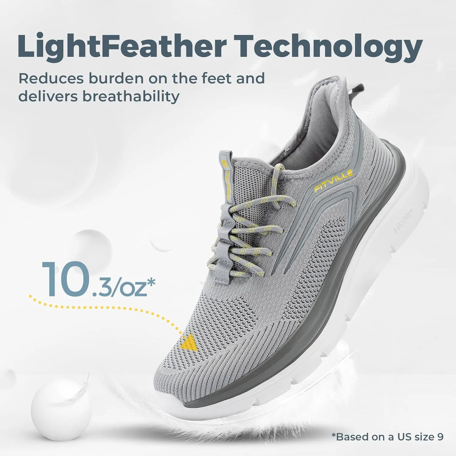 FitVille Men's Wide Walking Shoes Athletic Sneakers Lightweight Workout Slip-on Shoes for Flat Feet - Cloud Strider V1