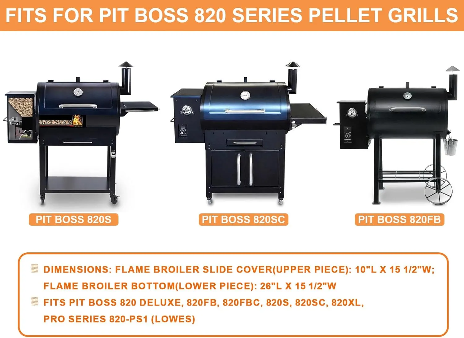 Flame Broiler Slide Cover & Bottom Kit for Pit Boss Smoker Replacement Parts Pit Boss Accessories 820 Deluxe, Pit Boss 820 SER Pellet Grills 820FB, 820FBC, 820S, 820SC, 820XL, Pro SER 820-PS1 (Lowes)