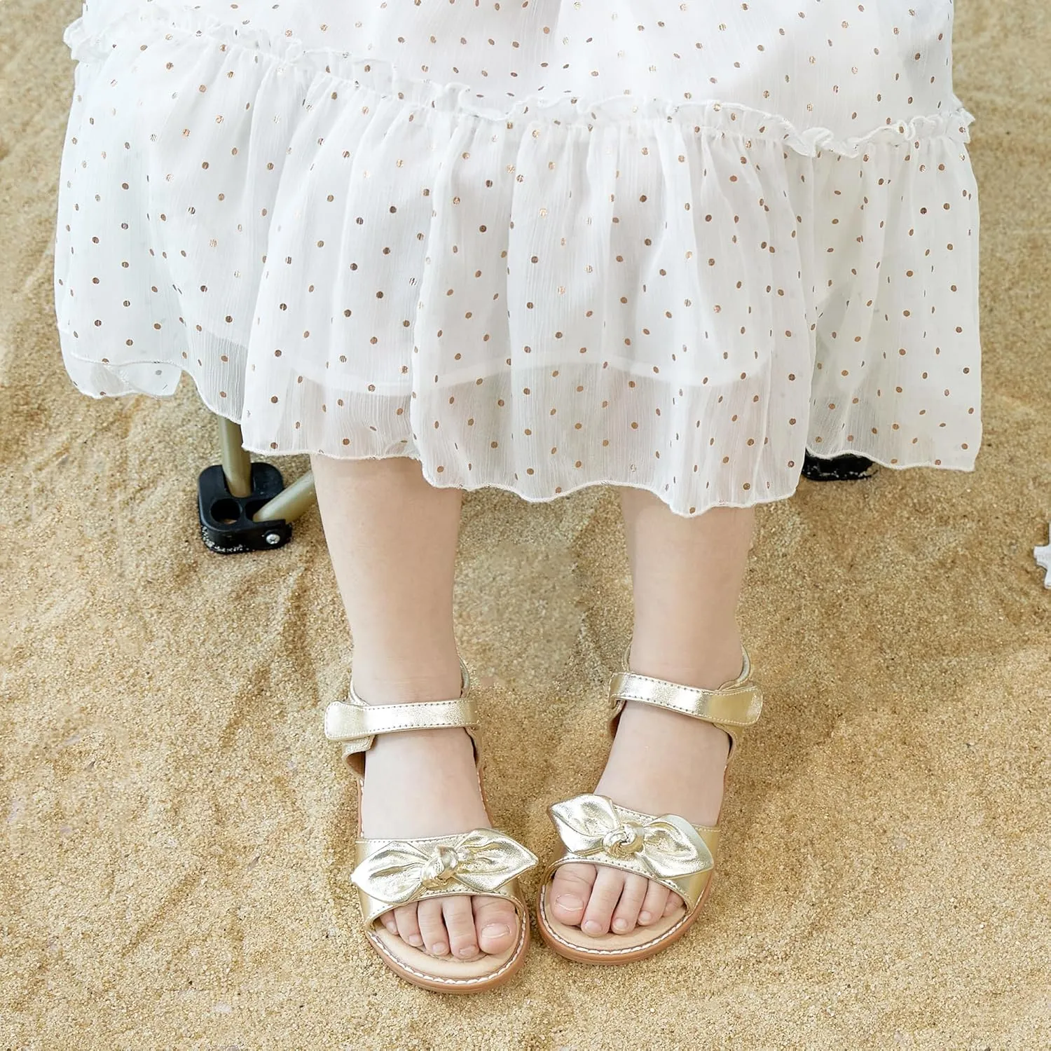 Flaryzone Toddler Little Girls Glitter Flower Open-Toe Flat Dress Sandals Summer Shoes