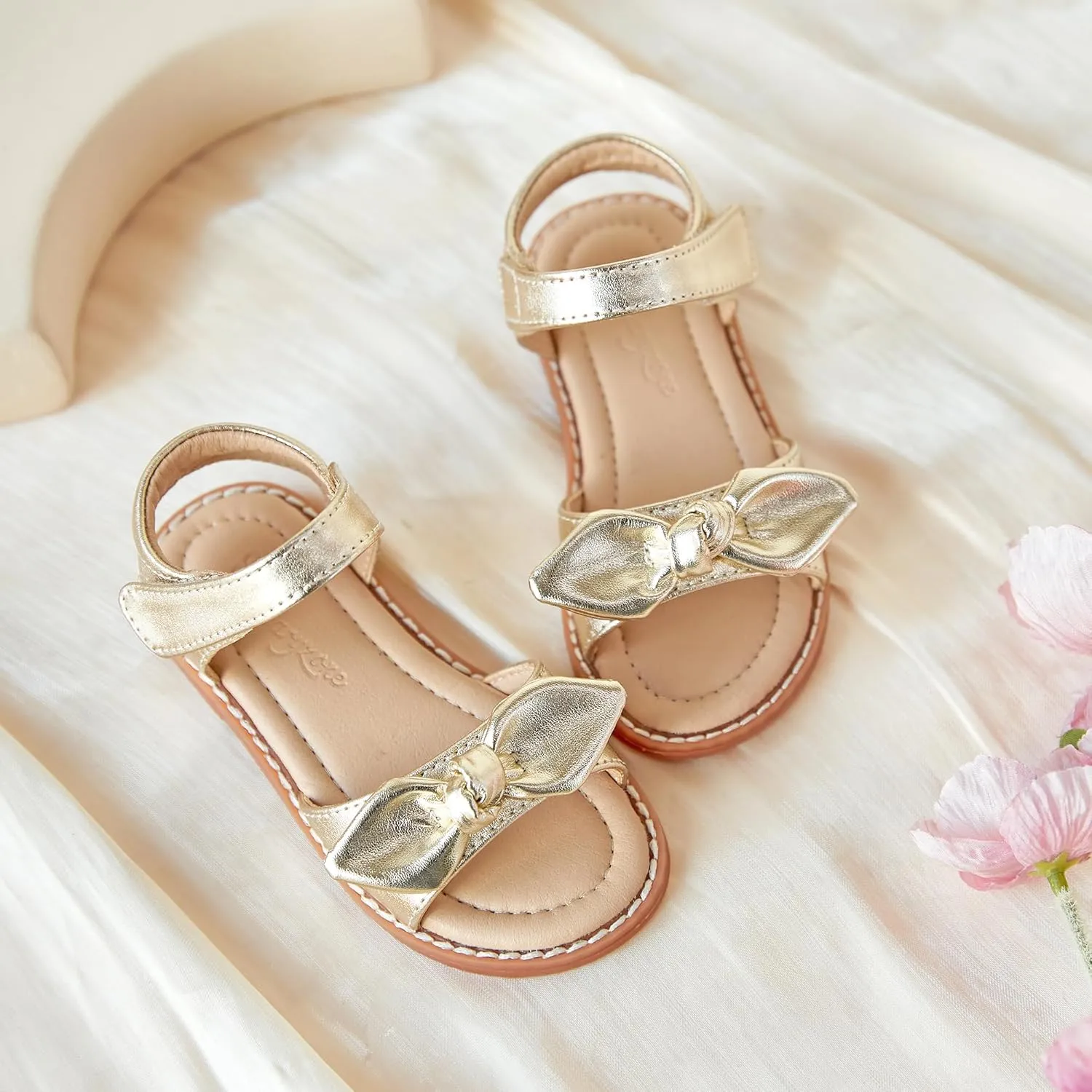 Flaryzone Toddler Little Girls Glitter Flower Open-Toe Flat Dress Sandals Summer Shoes