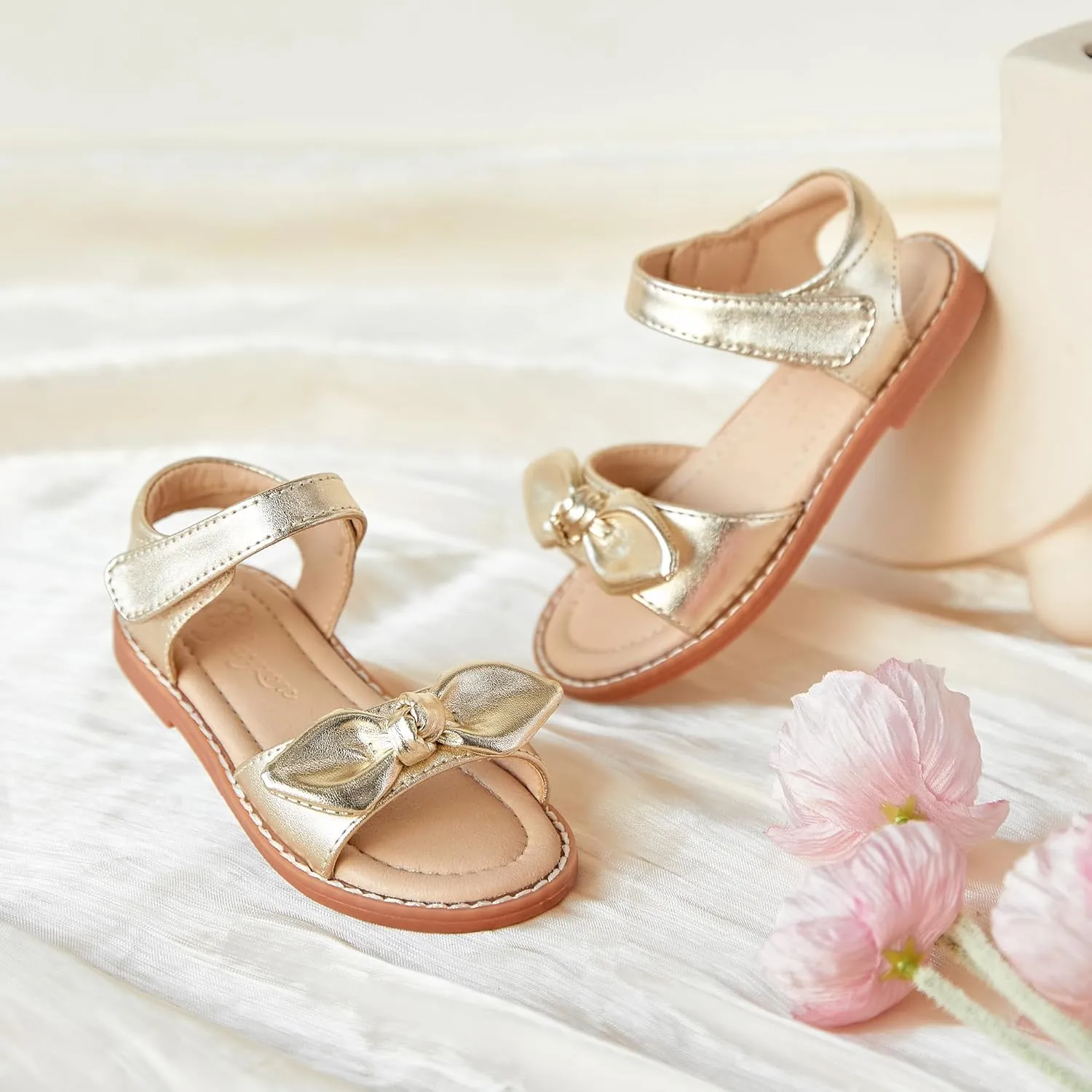 Flaryzone Toddler Little Girls Glitter Flower Open-Toe Flat Dress Sandals Summer Shoes