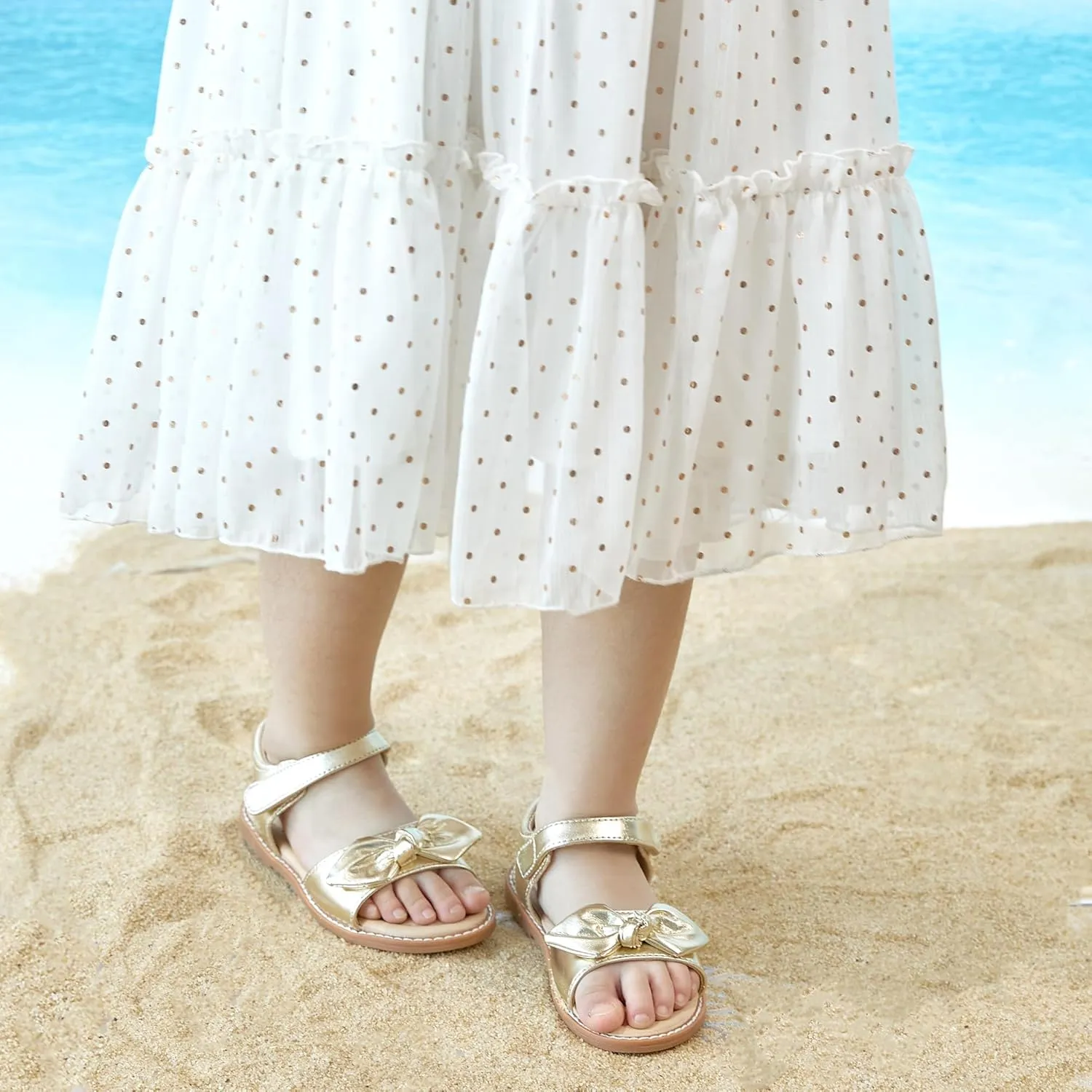 Flaryzone Toddler Little Girls Glitter Flower Open-Toe Flat Dress Sandals Summer Shoes