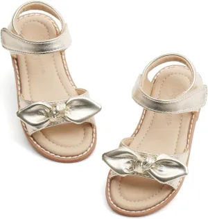Flaryzone Toddler Little Girls Glitter Flower Open-Toe Flat Dress Sandals Summer Shoes