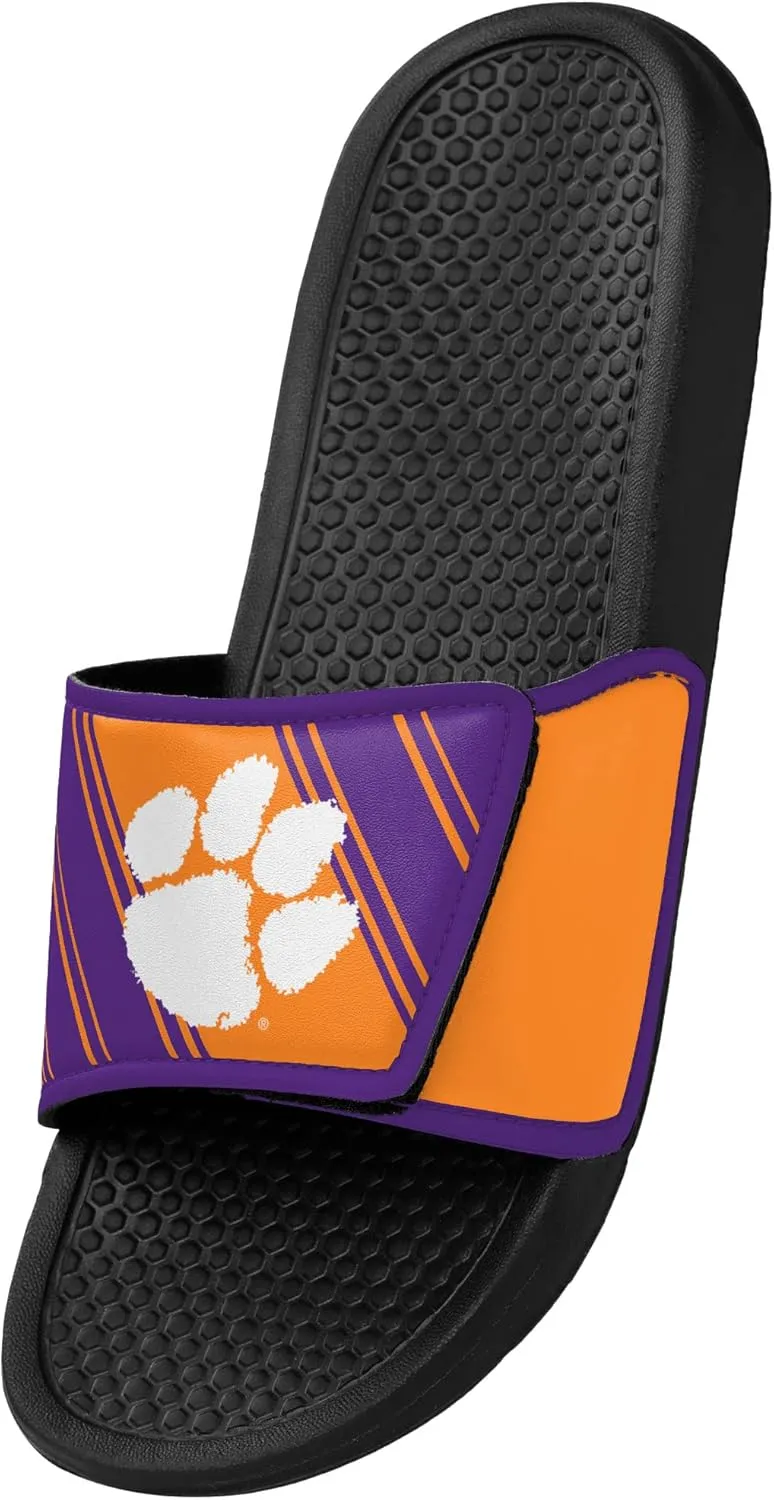 FOCO Men's NCAA College Team Logo Shower Sport Legacy Slide Flip Flop Sandals Clemson Velcro Large