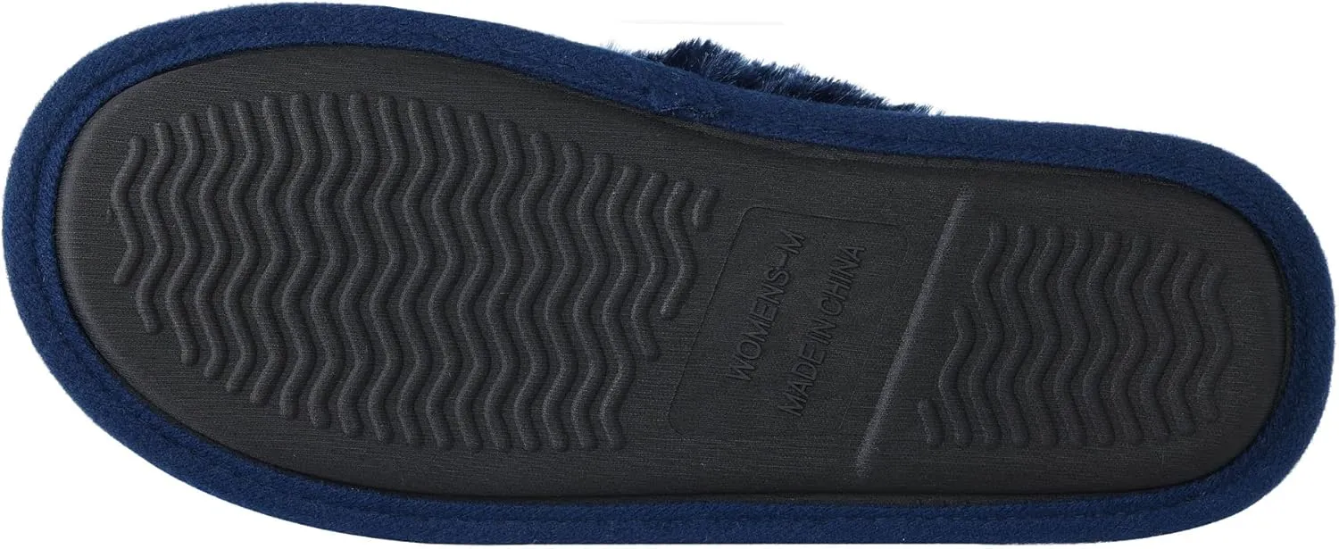 FOCO Womens NCAA College Team Script Wordmark Fuzzy Cross Slide Slippers