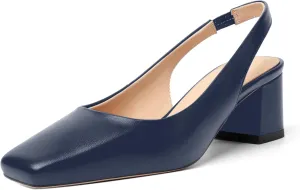 FOGEENA Womens Matte Square Toe Sexy Bridal Slip On Solid Chunky Leather Low Heel Pumps Shoes 2 Inch