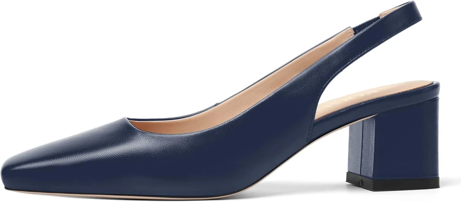 FOGEENA Womens Matte Square Toe Sexy Bridal Slip On Solid Chunky Leather Low Heel Pumps Shoes 2 Inch