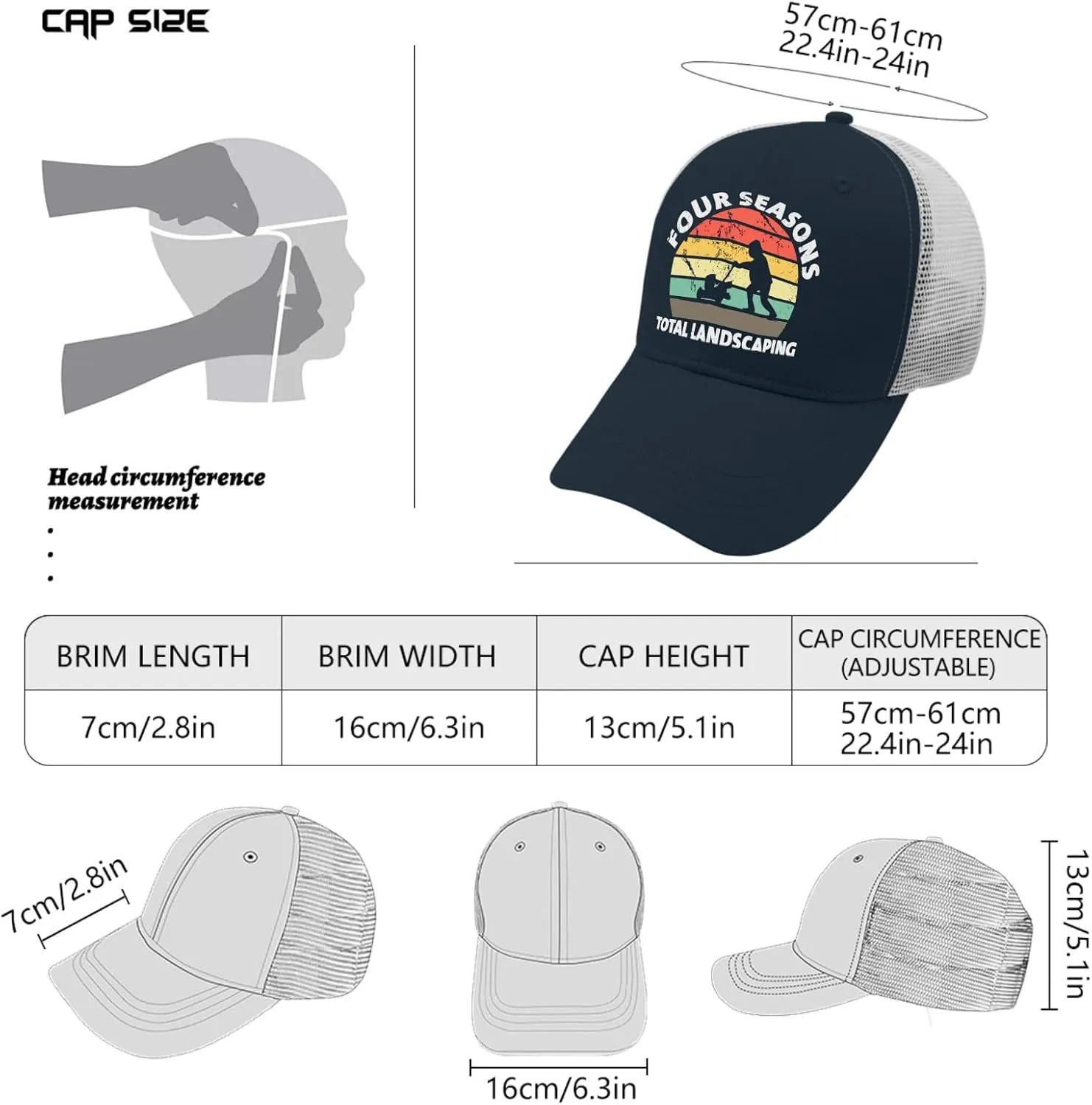 Four Seasons Total Landscaping Cap Camping Hat Apricot Womens Golf Hat Gifts for Dad Cool Cap