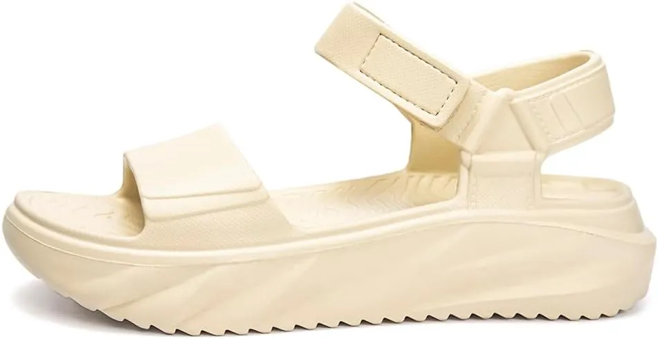 FUNKYMONKEY Women's Platform Plastic Sandals Ultra Light EVA Thick Sole Open Toe Waterproof Shoes