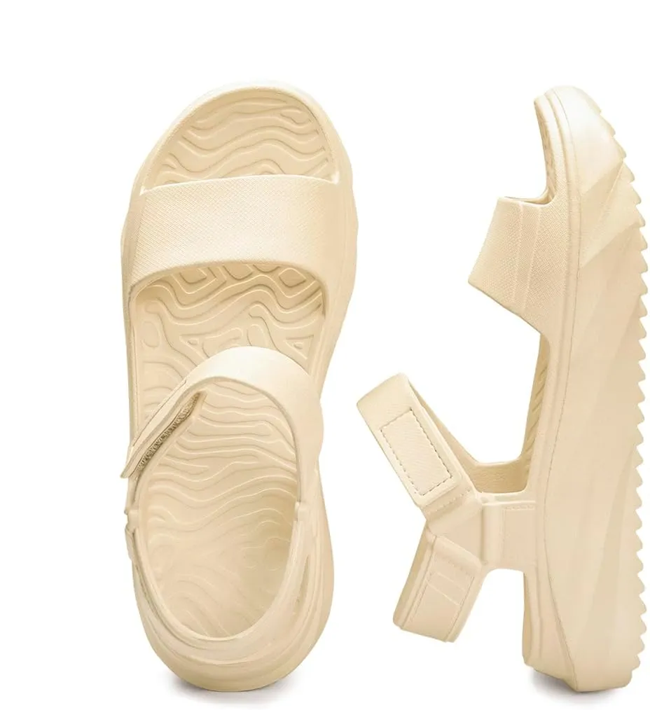 FUNKYMONKEY Women's Platform Plastic Sandals Ultra Light EVA Thick Sole Open Toe Waterproof Shoes