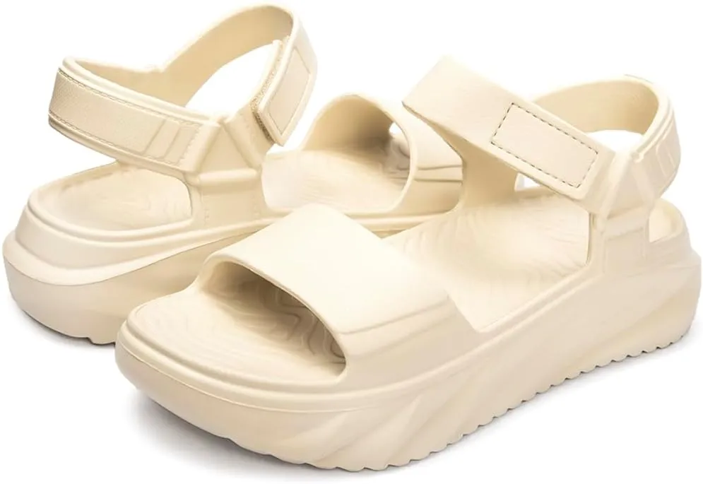 FUNKYMONKEY Women's Platform Plastic Sandals Ultra Light EVA Thick Sole Open Toe Waterproof Shoes