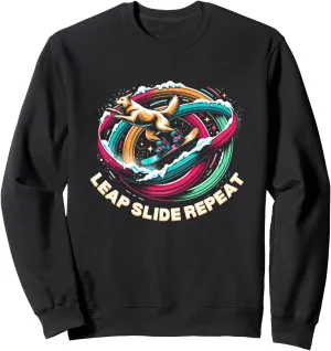 Funny Leap Slide Repeat Snowboarding Dog Alpine Sports Sweatshirt