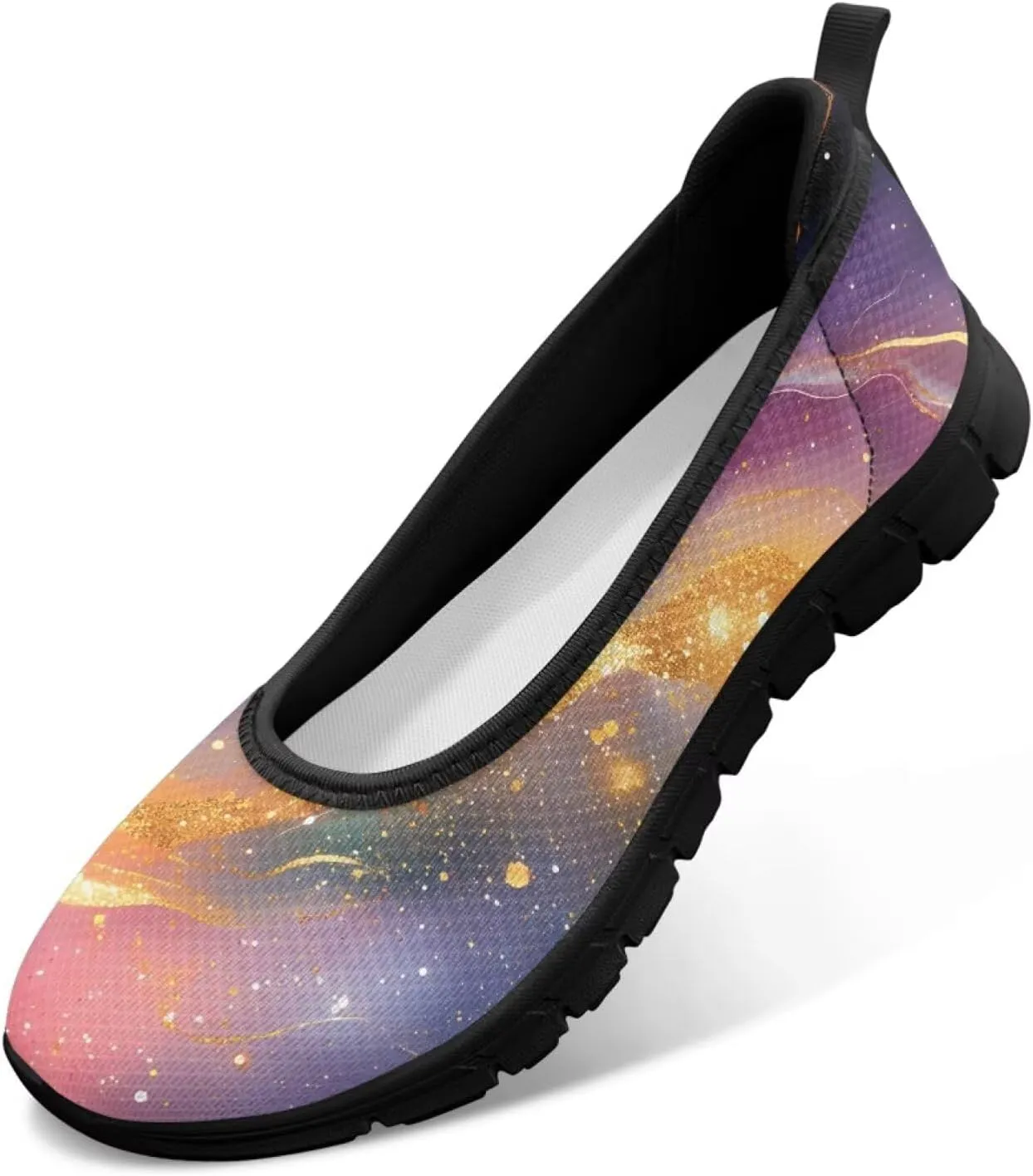 Galaxy Mesh Sneakers Fashion Womens Low Cut Sneaker Comfortable Ladies Flats Dress Clothes Shoe Loafer Lightweight Athletic Sneaker