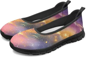 Galaxy Mesh Sneakers Fashion Womens Low Cut Sneaker Comfortable Ladies Flats Dress Clothes Shoe Loafer Lightweight Athletic Sneaker