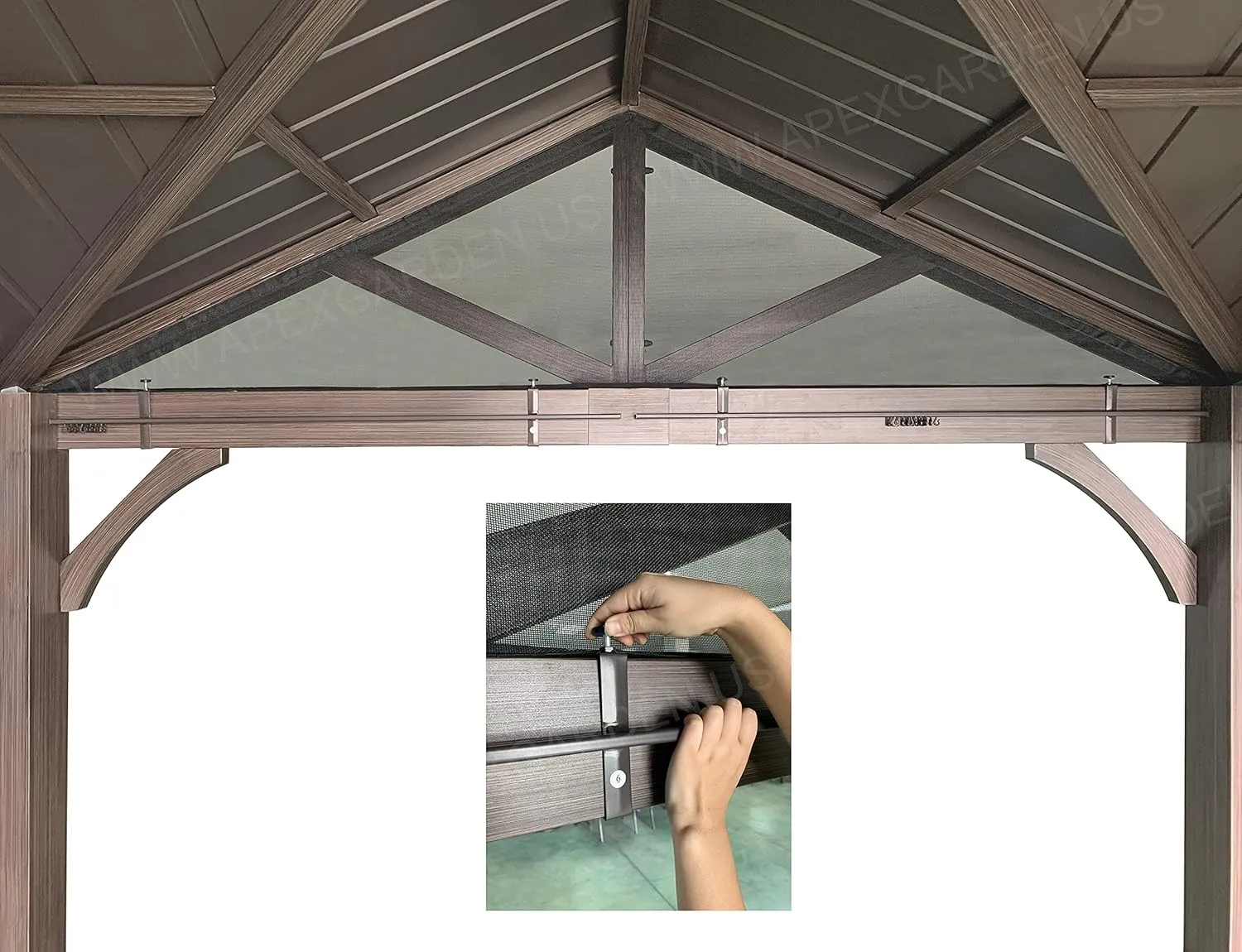 Gazebo Mosquito Netting with Slider Rail for Allen   roth Model #GF-18S112B 10'X10' Wood Looking Hand Paint Metal Square Semi- Gazebo (Screen Net ONLY) (Screen Net with Metal Slider Rail, Black-1)