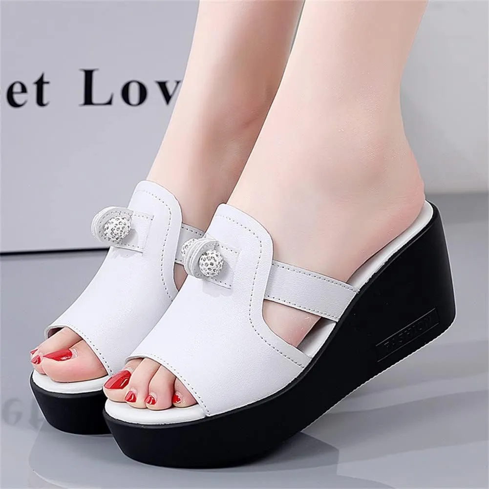 GEXECEUSS Womens Wedge Sandals Slope Heel Thick Bottom Slip On Slippers Non Slip Vintage Open Toe Sandals for Street Work School Beach