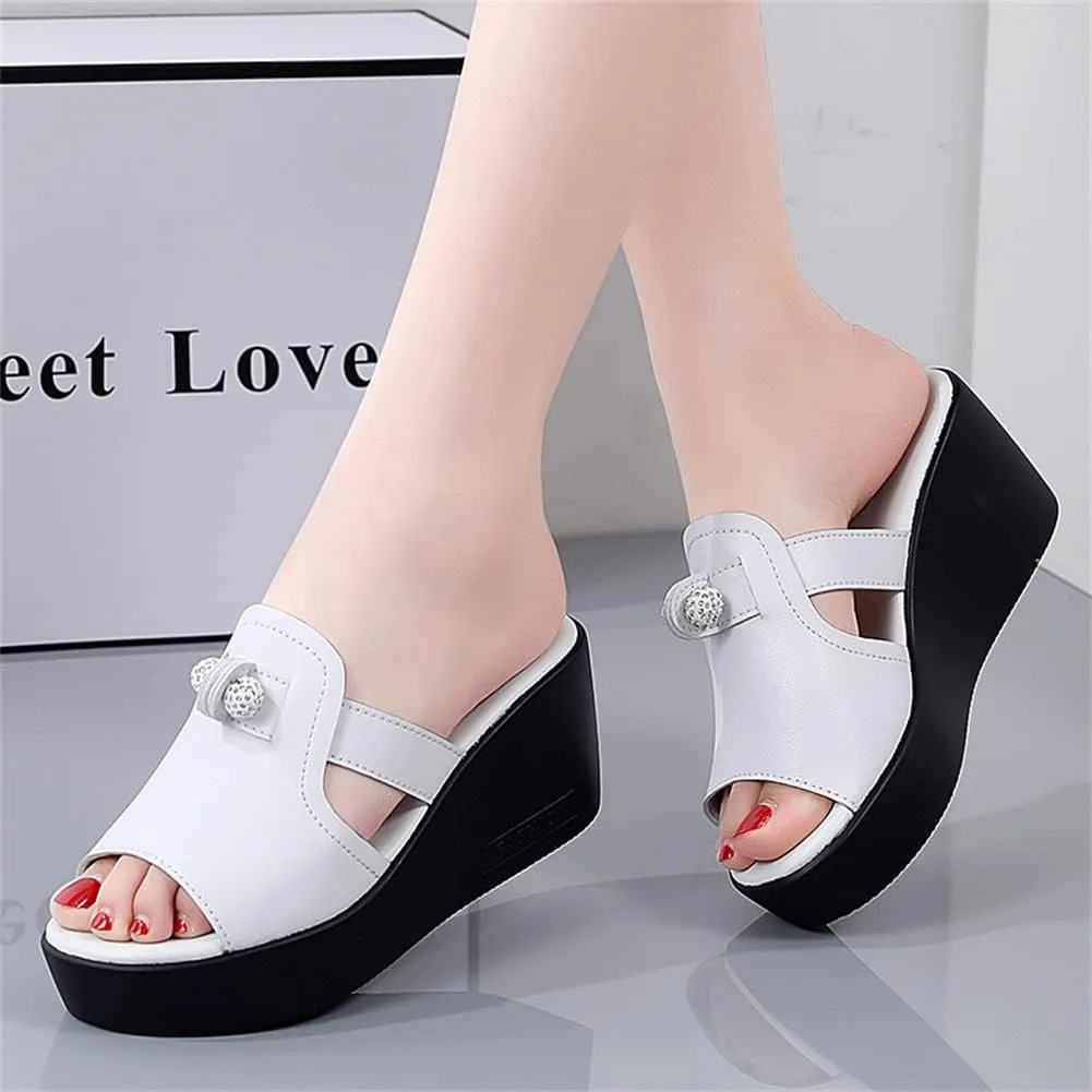 GEXECEUSS Womens Wedge Sandals Slope Heel Thick Bottom Slip On Slippers Non Slip Vintage Open Toe Sandals for Street Work School Beach