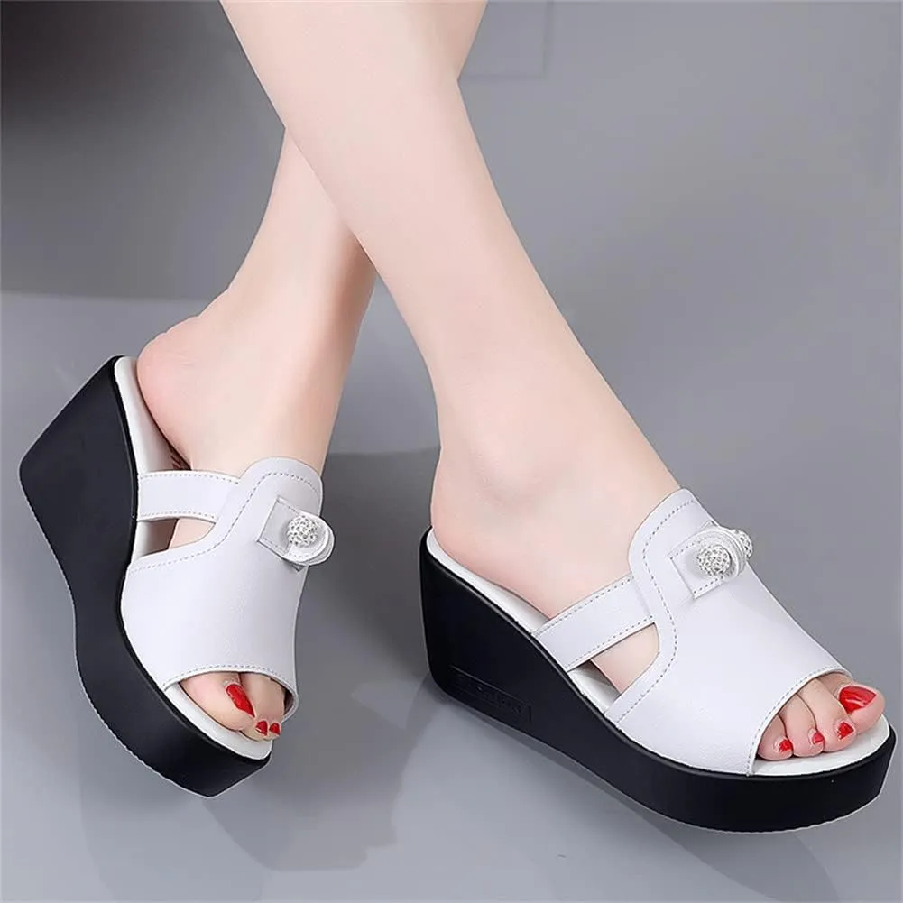 GEXECEUSS Womens Wedge Sandals Slope Heel Thick Bottom Slip On Slippers Non Slip Vintage Open Toe Sandals for Street Work School Beach