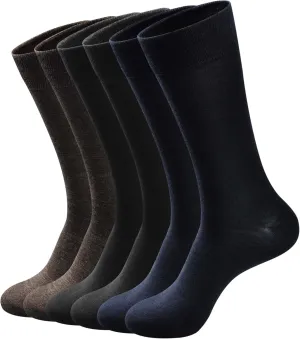 GKX Mens Light Weight Assorted Wool Dress Socks 6 Pack