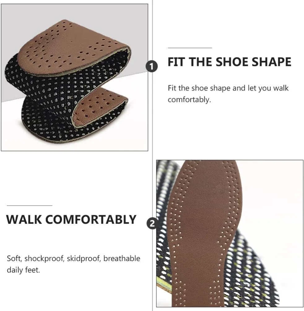 GLEAVI 2 Pairs Insole Leather Shoe Inserts Running Shoe Inserts Plantillas Ortopédicas para Hombre Running Shoes Insert Eva Flip Leather Shoe Pad Mens Sandals Soles Miss Cowhide Sports