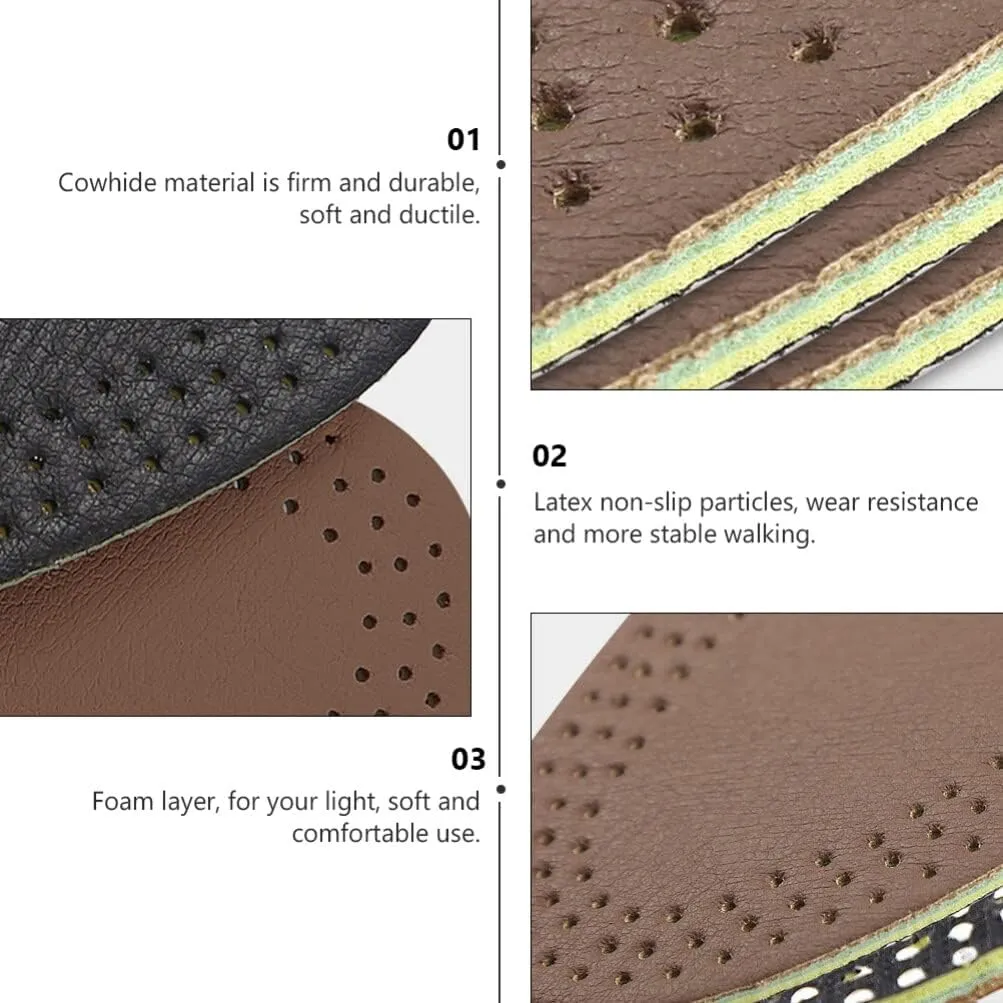GLEAVI 2 Pairs Insole Leather Shoe Inserts Running Shoe Inserts Plantillas Ortopédicas para Hombre Running Shoes Insert Eva Flip Leather Shoe Pad Mens Sandals Soles Miss Cowhide Sports