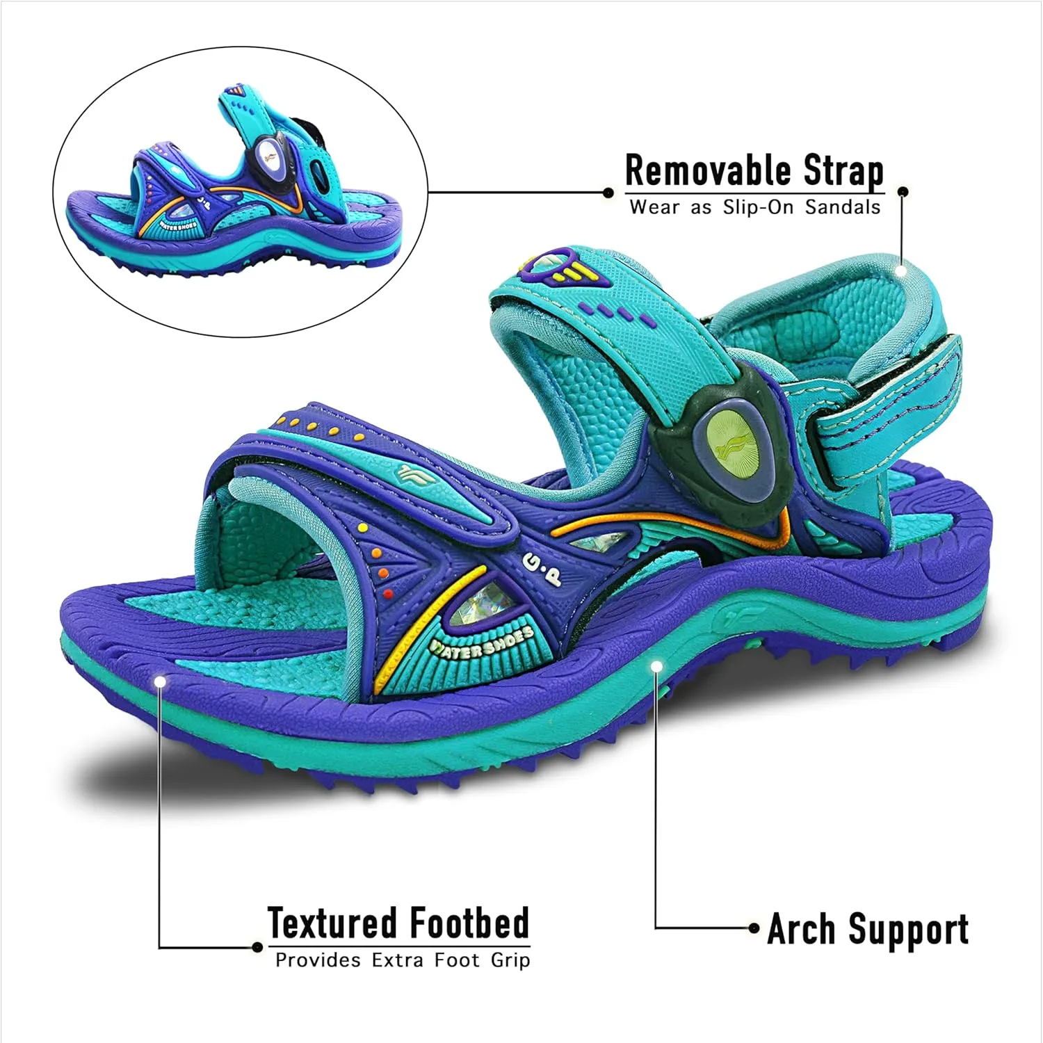 Gold Pigeon Shoes SIGNATURE Easy Snap Buckle Unisex -Child Outdoor Water Sandal for Kids Toddler Boys Girls