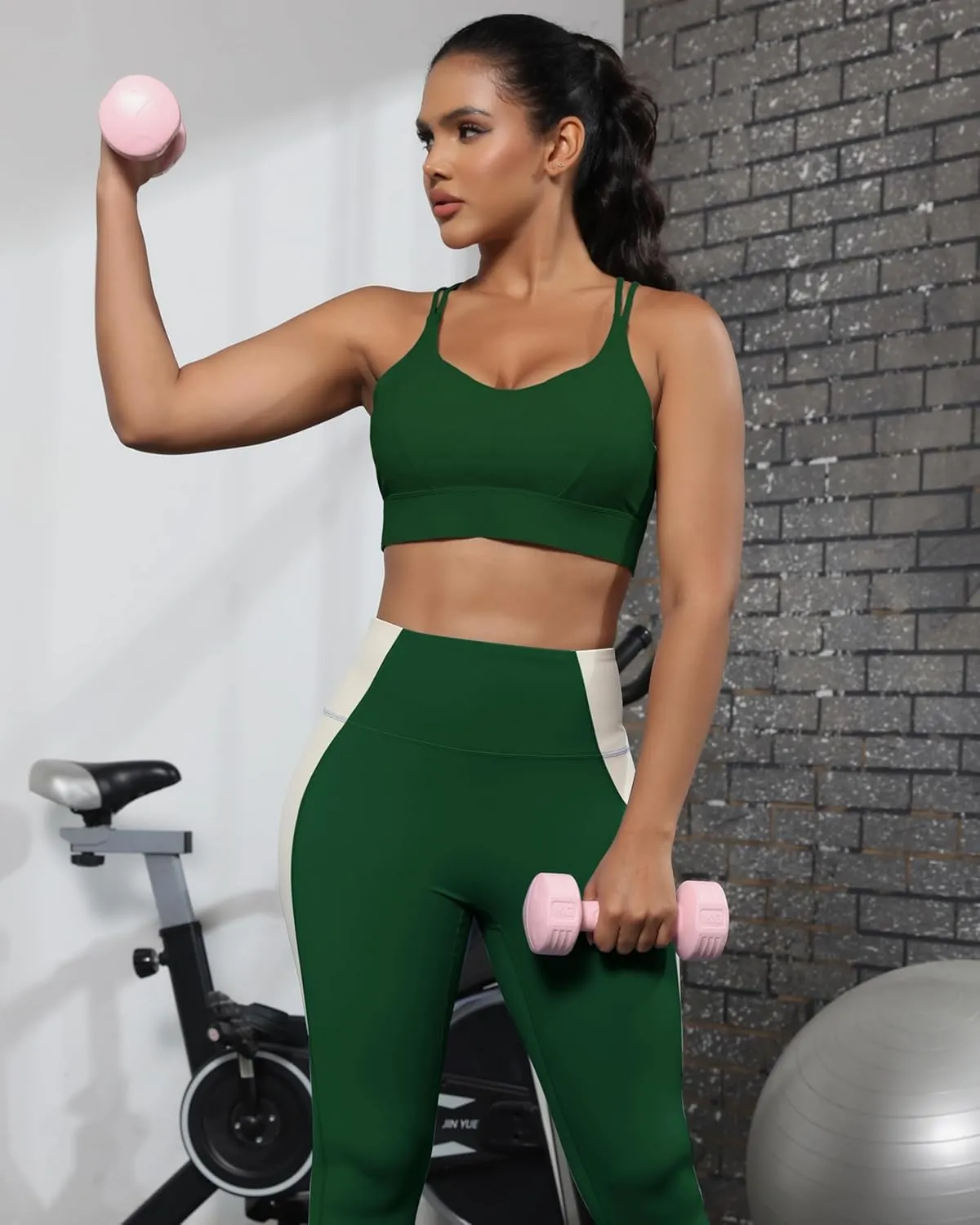 Grace Form Sports Bra for Women Strappy Medium Support Push Up Padded Sports Bra for Running Workout Bra Yoga Bra