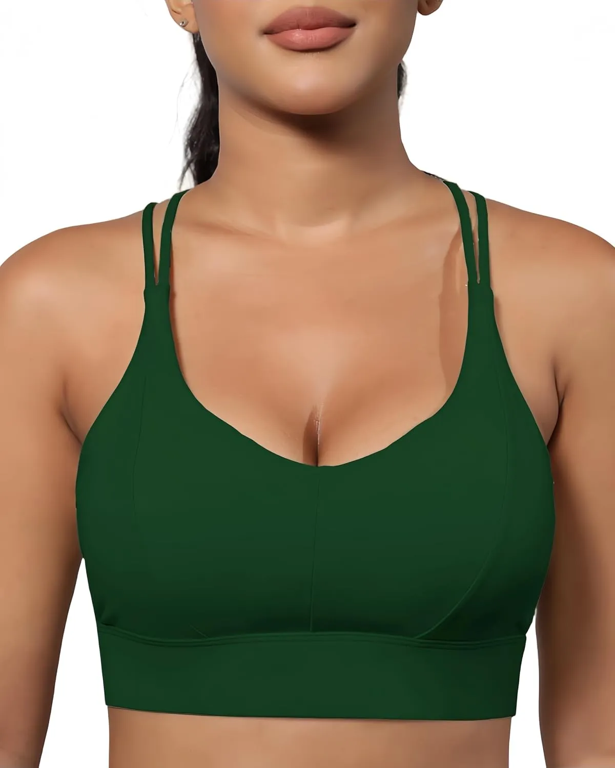 Grace Form Sports Bra for Women Strappy Medium Support Push Up Padded Sports Bra for Running Workout Bra Yoga Bra