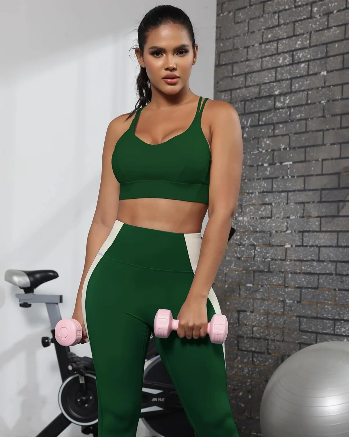 Grace Form Sports Bra for Women Strappy Medium Support Push Up Padded Sports Bra for Running Workout Bra Yoga Bra