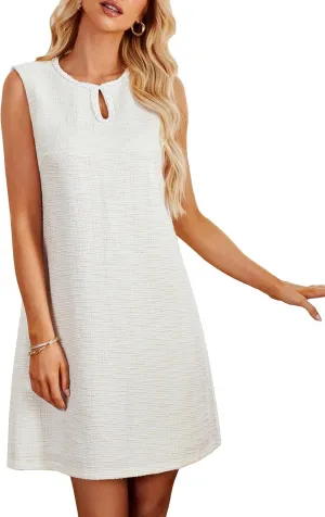 GRACE KARIN Womens Tweed Dress Elegant Sleeveless Tank Dress Keyhole 2024 Fall Business Casual Work Mini Dresses