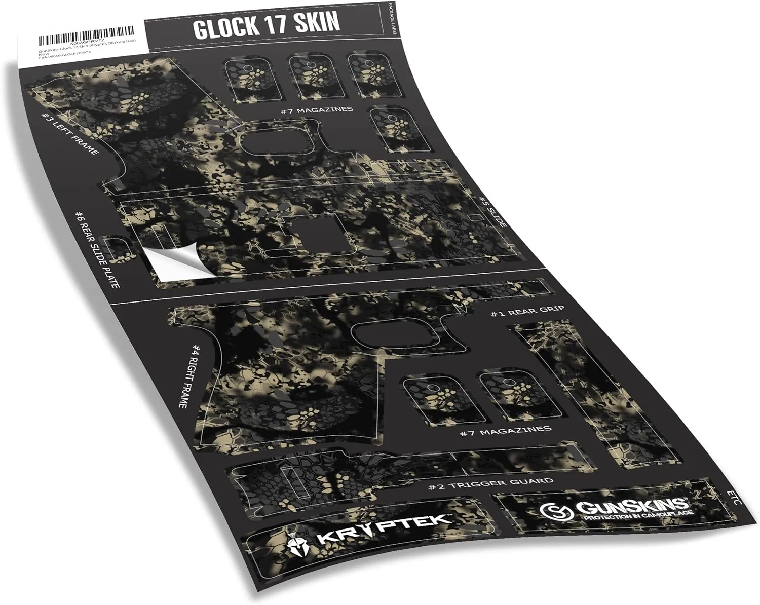 GunSkins Precut Pistol Skin for Glock 17 - Compatible with Airsoft AEG BB Gun - Vinyl Gun Wrap - Easy to Install - 100% Waterproof - Matte Finish - Made in USA